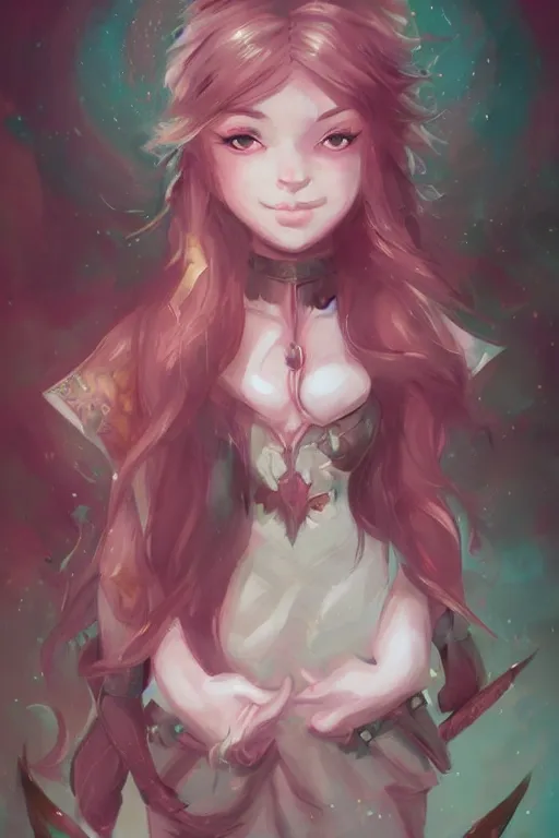 Prompt: a portrait of a cute fantasy girl by Ross Tran and loish