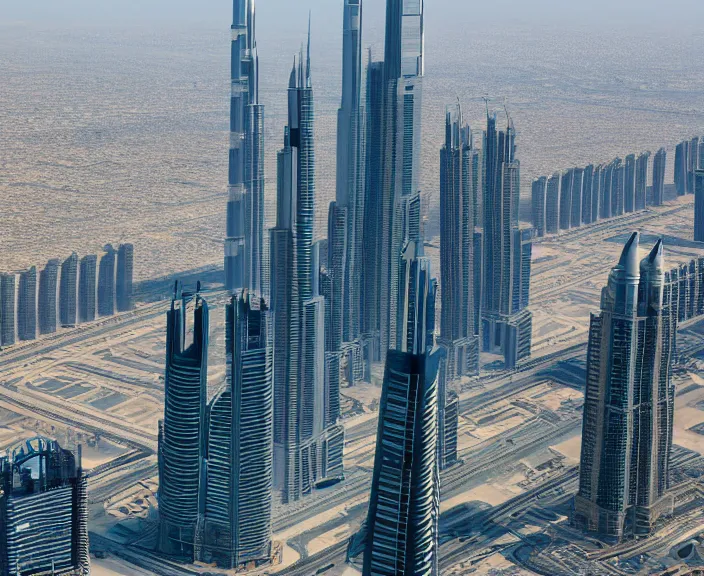 Image similar to 4 k hd, high detail photograph of burj khalifa, shot with sigma f / 4. 2, 2 5 0 mm sharp lens, wide shot, consistent, isometric view, volumetric lighting, high level texture render