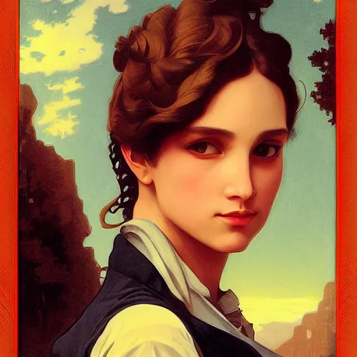 Image similar to a portrait painting of a fantasy gentleman gunslinger, art by tristan eaton and artgerm and william - adolphe bouguereau, vintage style