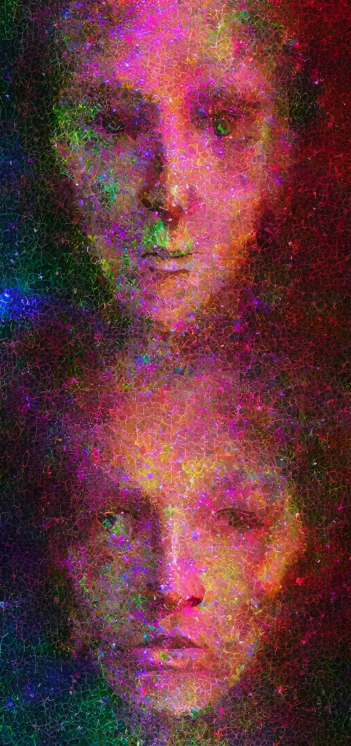 Image similar to a portrait of the space between existing and not, what lies beyond the known universe, digital art, painting, honest