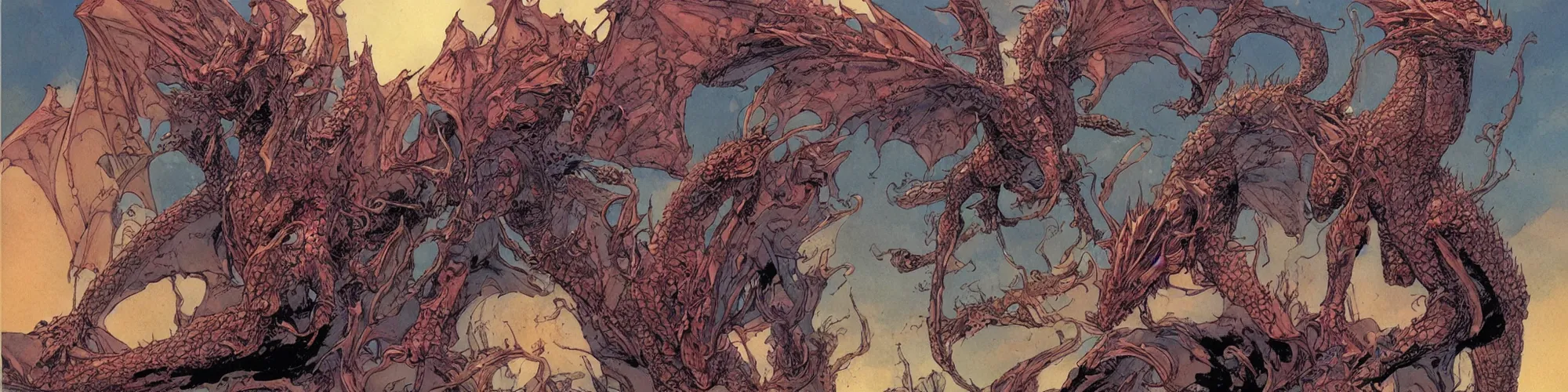 Prompt: a fantasy dragon by Juan Gimenez and Moebius -9