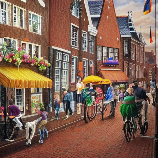 Image similar to a realistic painting showing the most dutch things in the world