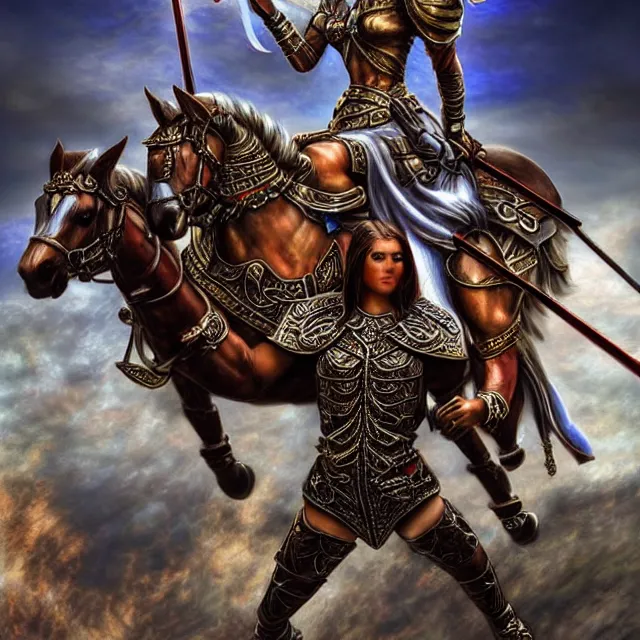 Prompt: beautiful!! warrior fight castle anne stokes highly detailed 8 k hdr smooth sharp focus high resolution award - winning photo photorealistic chrome reflect