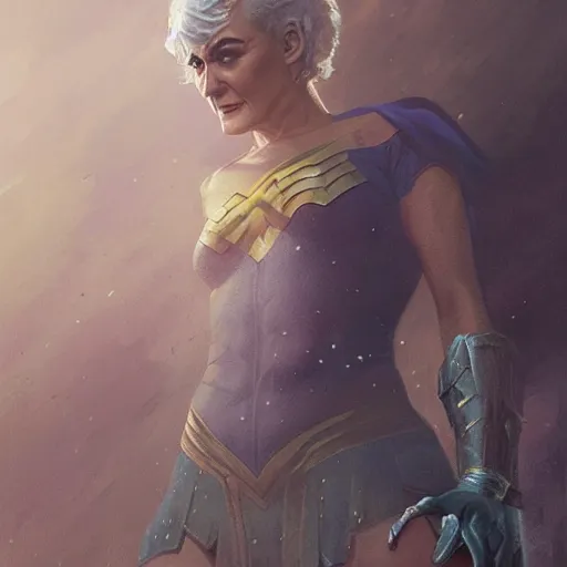 Image similar to portrait of Bea Arthur as Wonder Woman, art by greg rutkowski, matte painting, trending on artstation