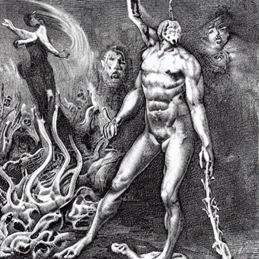 Prompt: a very real vision of a man in hell