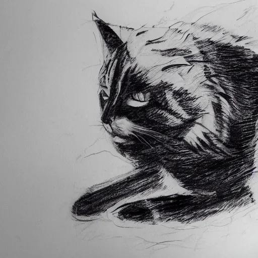 Image similar to dark ink sketch melting cat