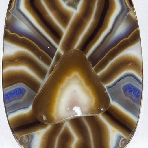 Image similar to a studio portrait of banded agates with the letter in the banding white background