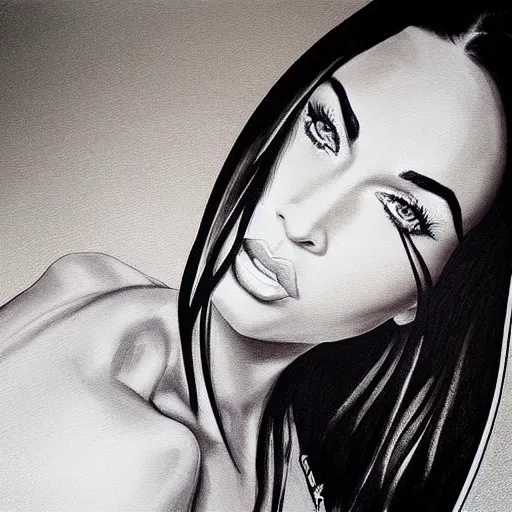 Image similar to “Megan Fox marker paintings, ultra detailed portrait, 4k resolution”