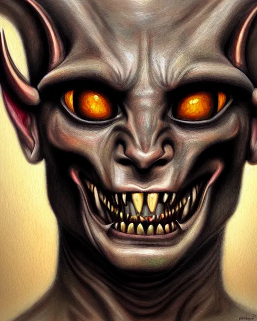 Prompt: a realistic detailed portrait painting of a demon