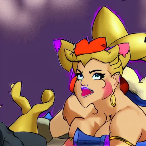 Prompt: bowsette is a twitch streamer