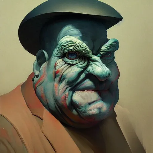 Image similar to Portrait of a dwarf, very coherent, painted by Francis Bacon and Edward Hopper, Wayne Barlowe, painted by James Gilleard, surrealism, airbrush, art by JamesJean