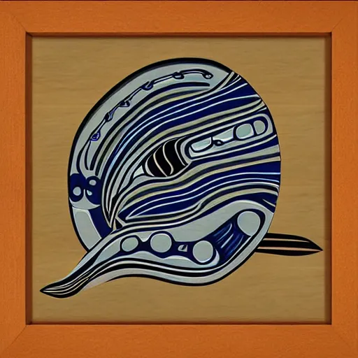 Image similar to whale in style of haida gwaii, pacific northwest, native american art, simple