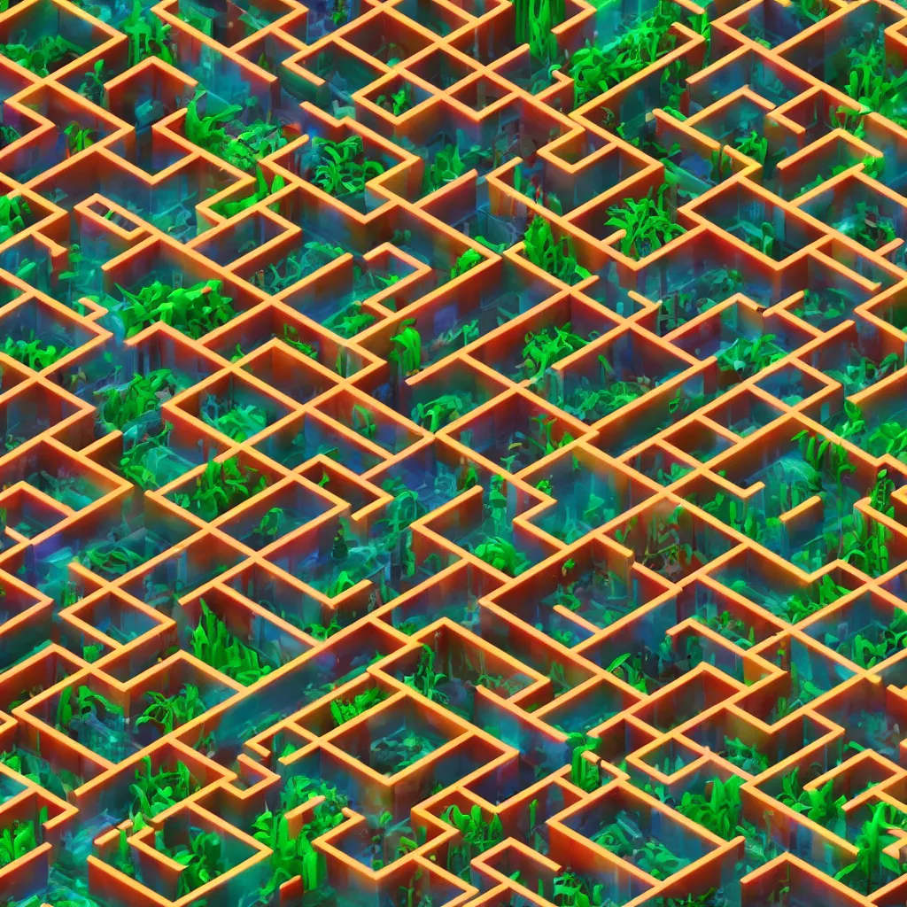 Prompt: wimmelbilder maze made of 80's arcade jungle level, isometric, octane render, particle effects, unreal engine, very sharp, high contrast