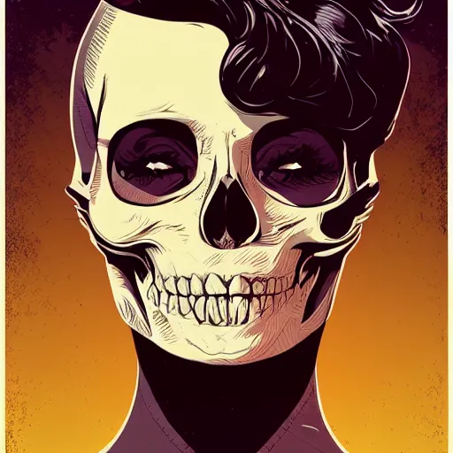 Image similar to portrait skull girl by petros afshar, tom whalen, laurie greasley, jc leyendecker and singer sargent