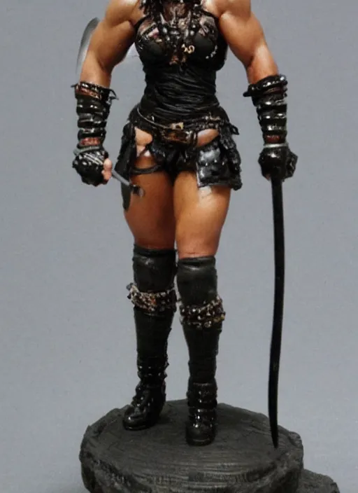 Image similar to Images on the store website, eBay, Full body, Miniature of a muscular black female warrior with club