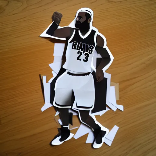 Prompt: lebron james paper craft