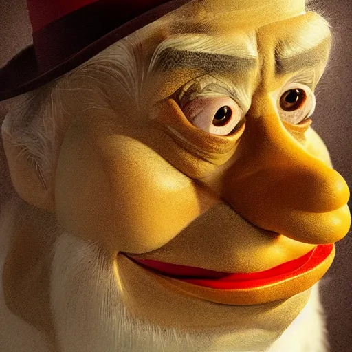 Image similar to hyperrealistic mixed media image of Scrooge McDuck (duck face), stunning 3d render inspired art by István Sándorfi and Greg Rutkowski, perfect facial symmetry, realistic, highly detailed attributes and atmosphere, dim volumetric cinematic lighting, 8k octane extremely hyper-detailed render, post-processing, masterpiece,