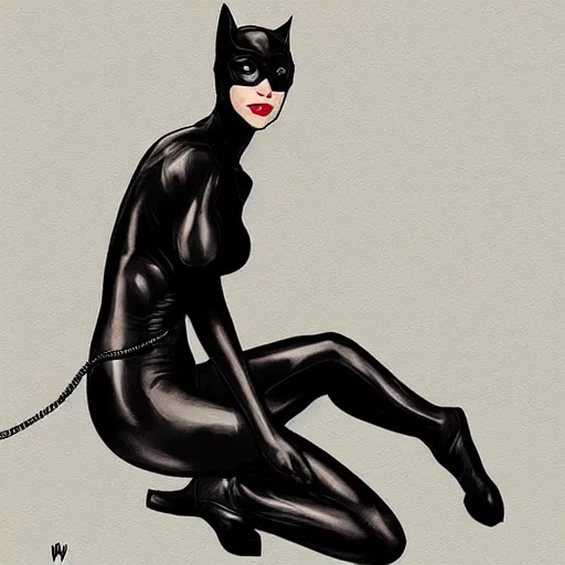 Image similar to Catwoman by WLOP