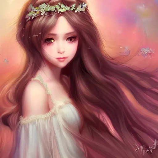 Prompt: realistic beautiful gorgeous natural cute, fantasy, elegant, lovely, princess girl, art drawn full hd, 4 k, highest quality, in artstyle by professional artists wl, kawaii