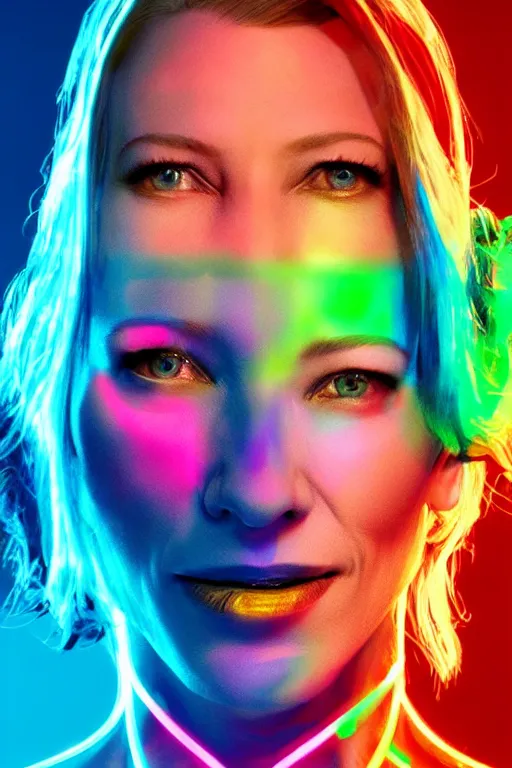 Prompt: cate blanchett ,neon colors, strong lighting, by Josan Gonzalez, HD, 4K