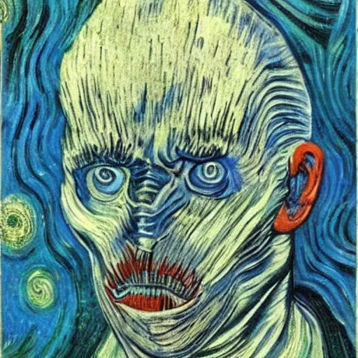 Prompt: giger, by van gogh