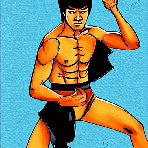 Image similar to Bruce Lee in the style of Adventure Time