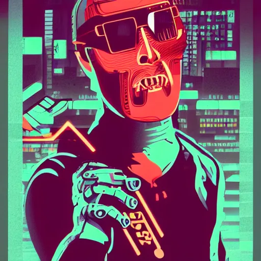 Image similar to to be or not to be, vector graphics, cyberpunk