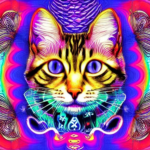 Image similar to psychedelic cat, fantasy