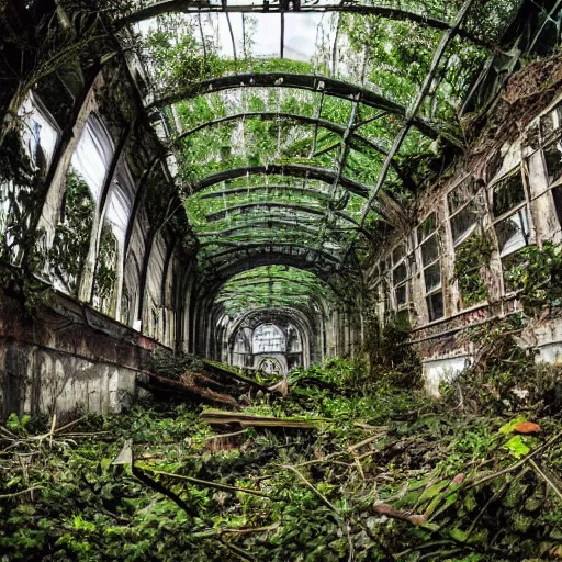 Image similar to photo of an overgrown Moscow in ruins