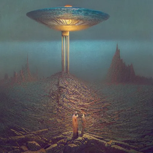 Image similar to satelite futurism by beksinski and gustave dore and gediminas pranckevicius