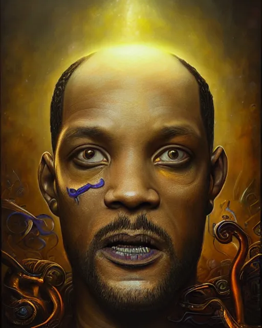 Image similar to lovecraft biopunk portrait of will smith by tomasz alen kopera and peter mohrbacher