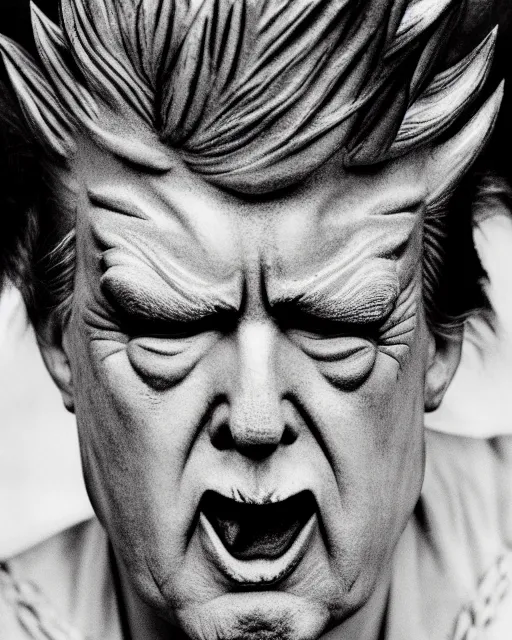 Prompt: award winning 5 5 mm close up face portrait photo of trump as songoku, in a park by hr giger. rule of thirds.