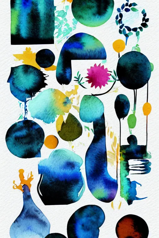 Image similar to minimalist watercolor eclectic art, illustration, vector art