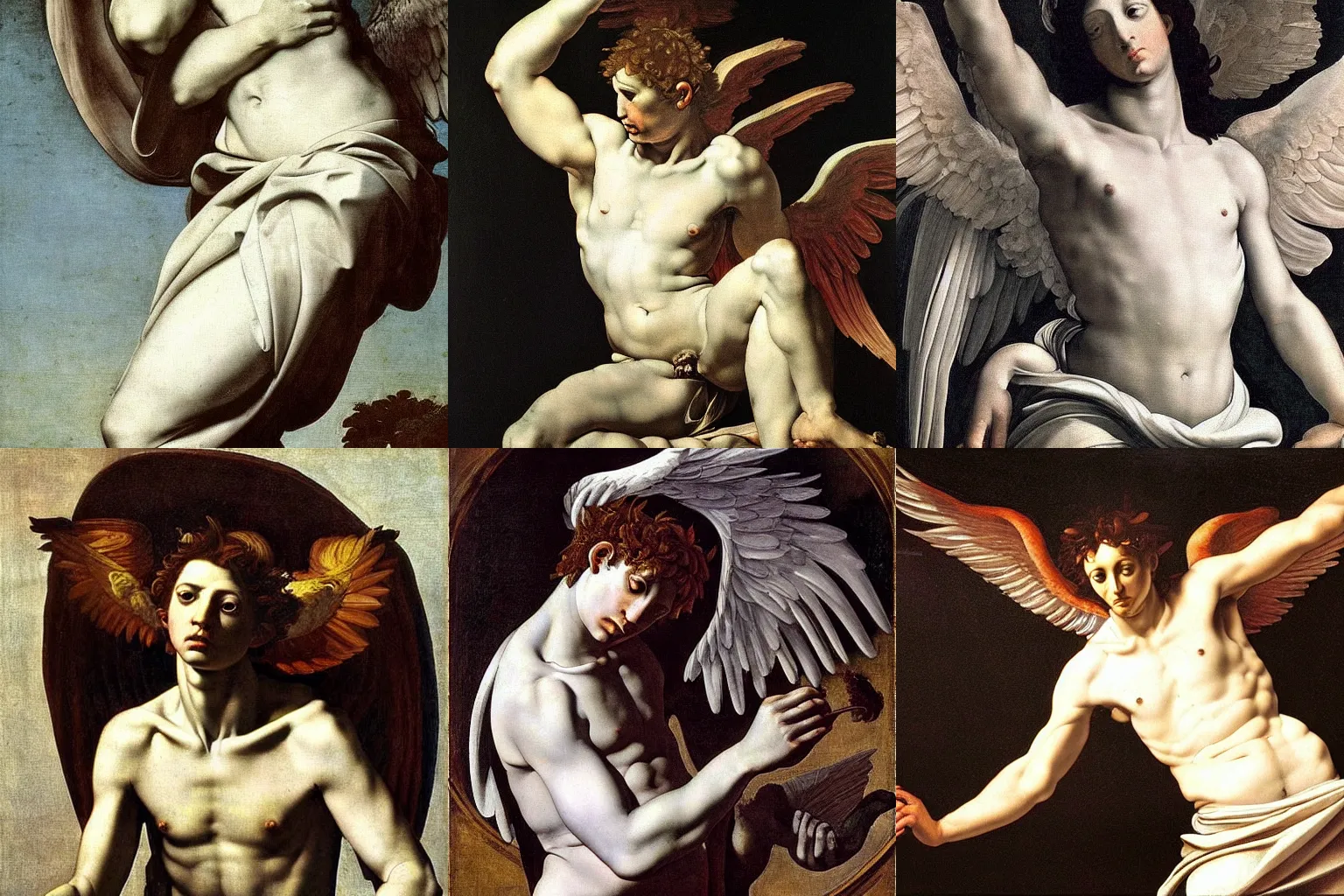 Image similar to A extremely beautiful highly detailed majestic angelic beautiful painting of lucifer by Michelangelo Merisi da Caravaggio,