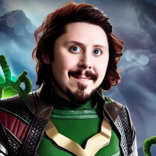 Image similar to Jon Tron as loki in the avengers, hyperrealistic