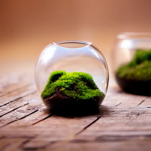 Image similar to moss terrarium, design award, beautiful, 4 k, bokeh