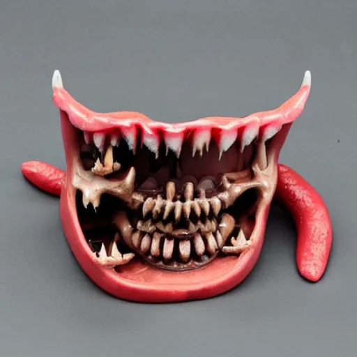 Image similar to trippy dmt teeth bone monster nightmare dentist bloody halloween scary gums