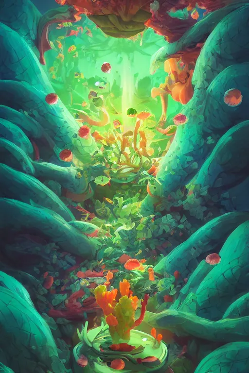 Image similar to roots cactus sushi cristal smurf ghost creature animal sushi cristal very big eye roots cactus elemental flush of force nature micro world fluo fishscale, behance hd by jesper ejsing, by rhads, makoto shinkai and lois van baarle, ilya kuvshinov, rossdraws radiating a glowing aura global illumination ray tracing hdr