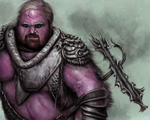 Image similar to paul walter hauser as a drow berserker, fantasy art, d & d, extremely detailed, high quality, award - winning,