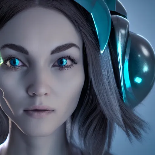 Prompt: Shiny cute elf woman robot with pointy ears portrait, octane render, high detail, photorealistic, unreal engine, ray traced