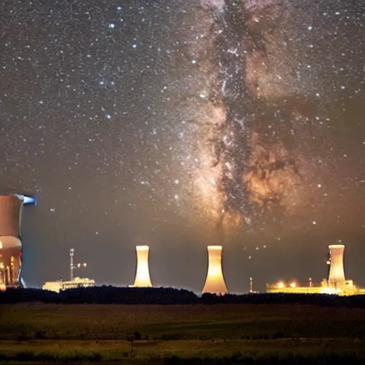 Image similar to The Milky Way over a nuclear power plant