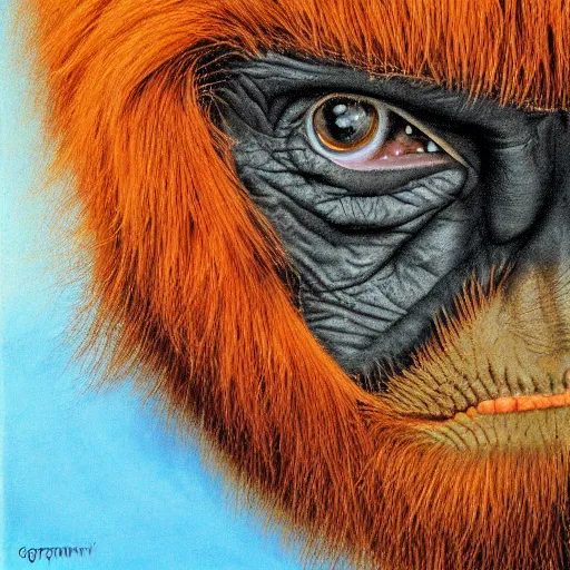 Image similar to portrait of donald trump or an orang - outang by greg ruthkowski