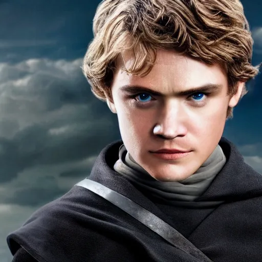 Image similar to a film still of anakin skywalker turned good realistic, detailed