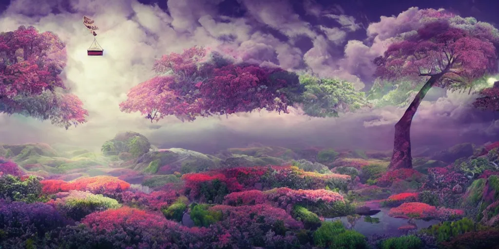 otherworld dreamcore surreal dreamlike oneiric wall forest night Sky  Flowers Valley by Subaru_sama