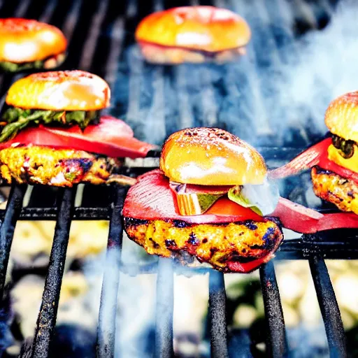 Image similar to Award winning photo of burger patties cooking on a grill.