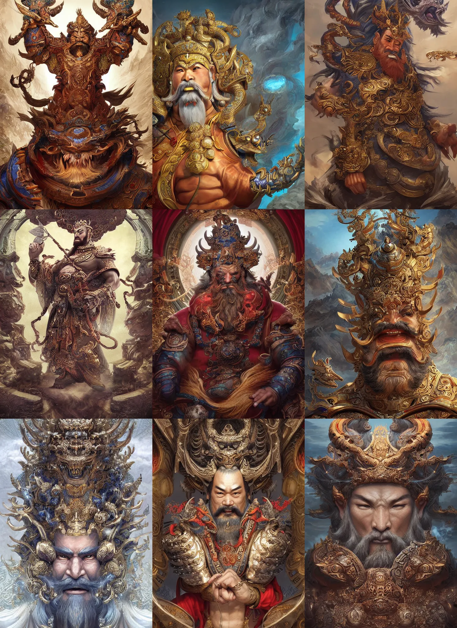 Image similar to digital painting of chinese gods, by filipe pagliuso and justin gerard symmetric, fantasy, highly detailed, realistic, intricate port