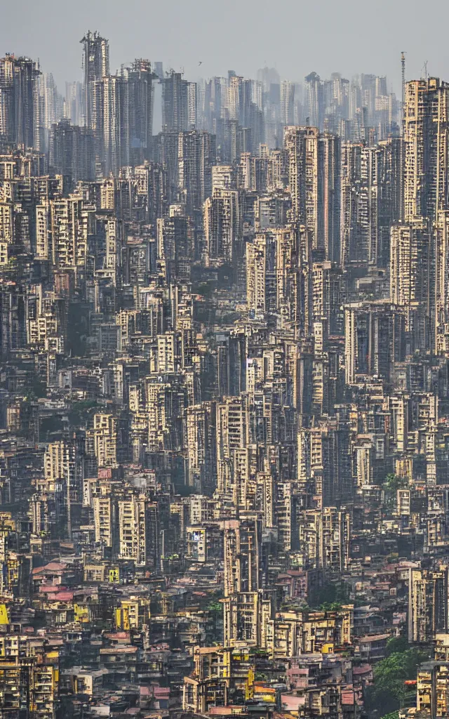 Image similar to photograph of mumbai in the future, india, urban buildings, street view