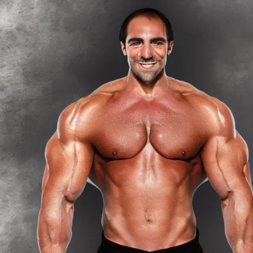 Image similar to a muscular man merged with a gian fish