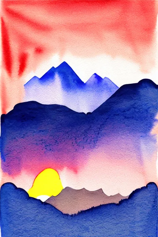 Prompt: minimalist watercolor art of switzerland mountains at sunset, illustration, vector art