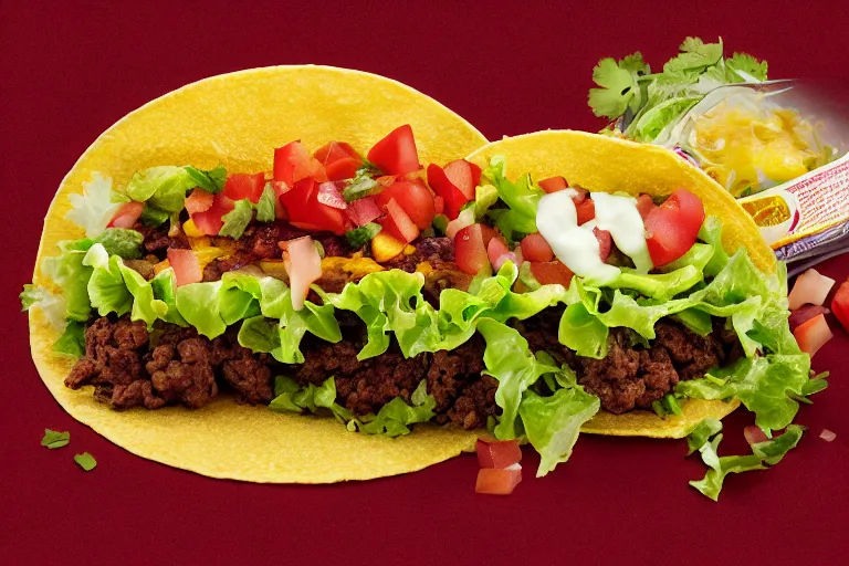 Image similar to taco hamburger, commercial photography